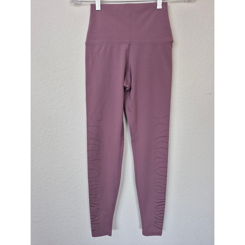 Glyder High Waisted Laser Cut Perforated Leggings Mauve Purple Size XS
